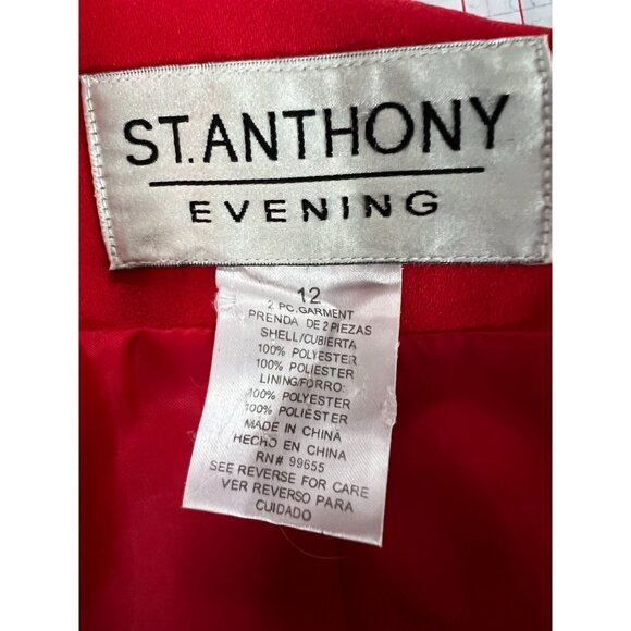 St. Anthony Red Evening Jacket With Beaded Details & Sequins Size 12 Polyester W - Picture 6 of 16